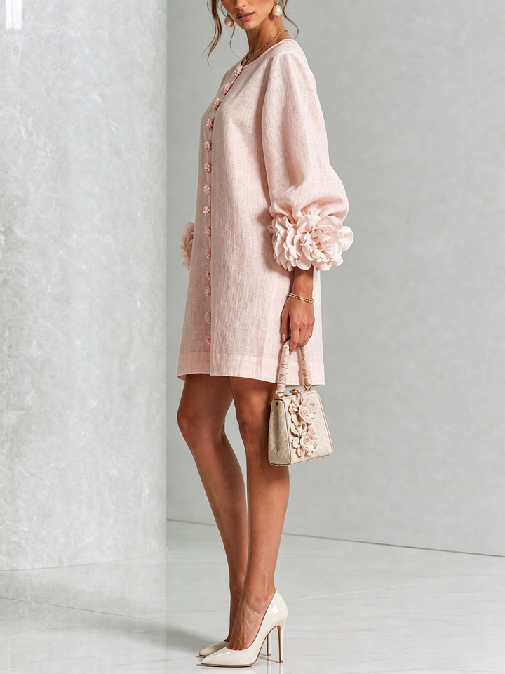 Floral Button-Down Mini Dress | Oversized Floral Cuffs