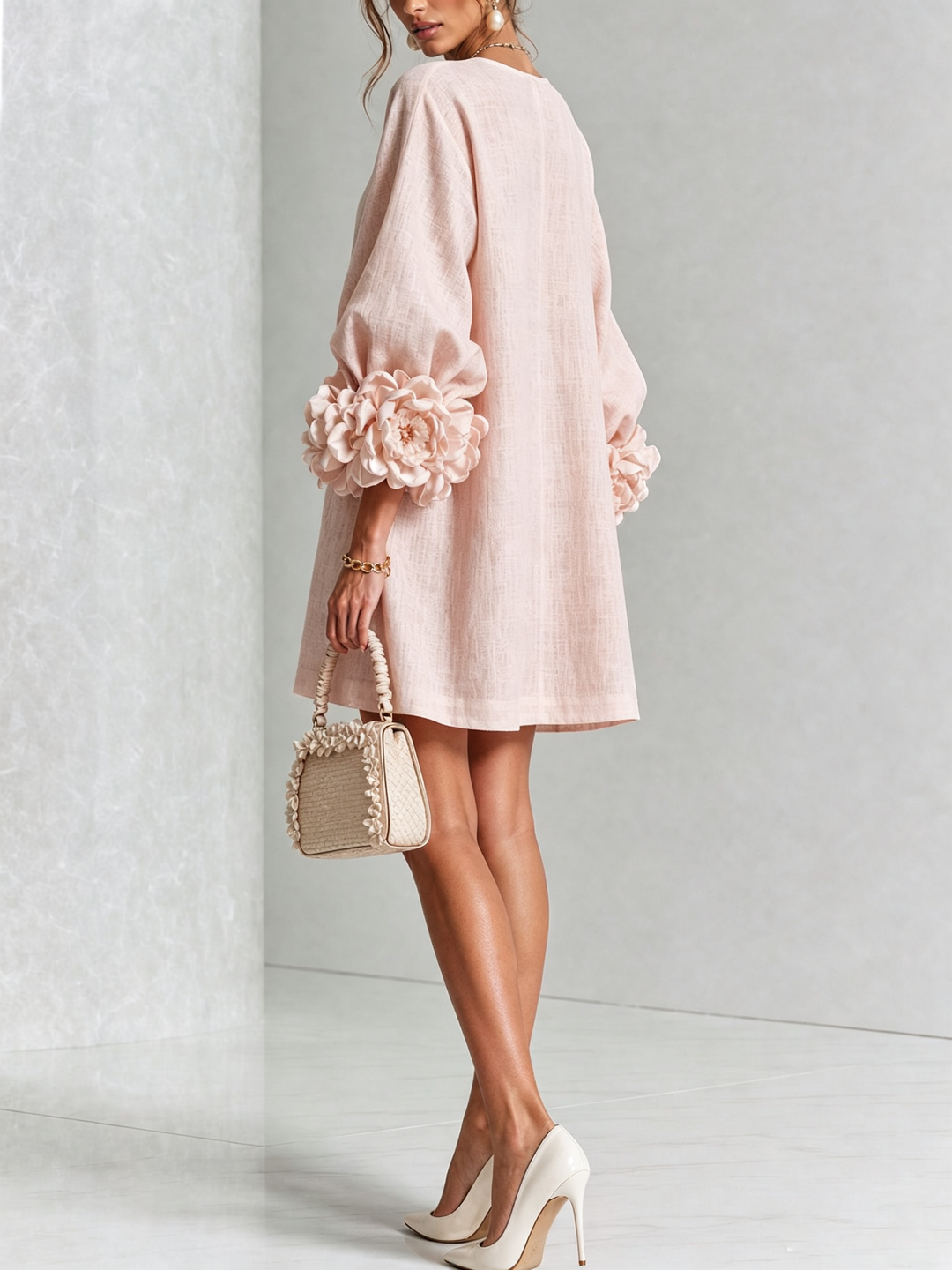 Floral Button-Down Mini Dress | Oversized Floral Cuffs