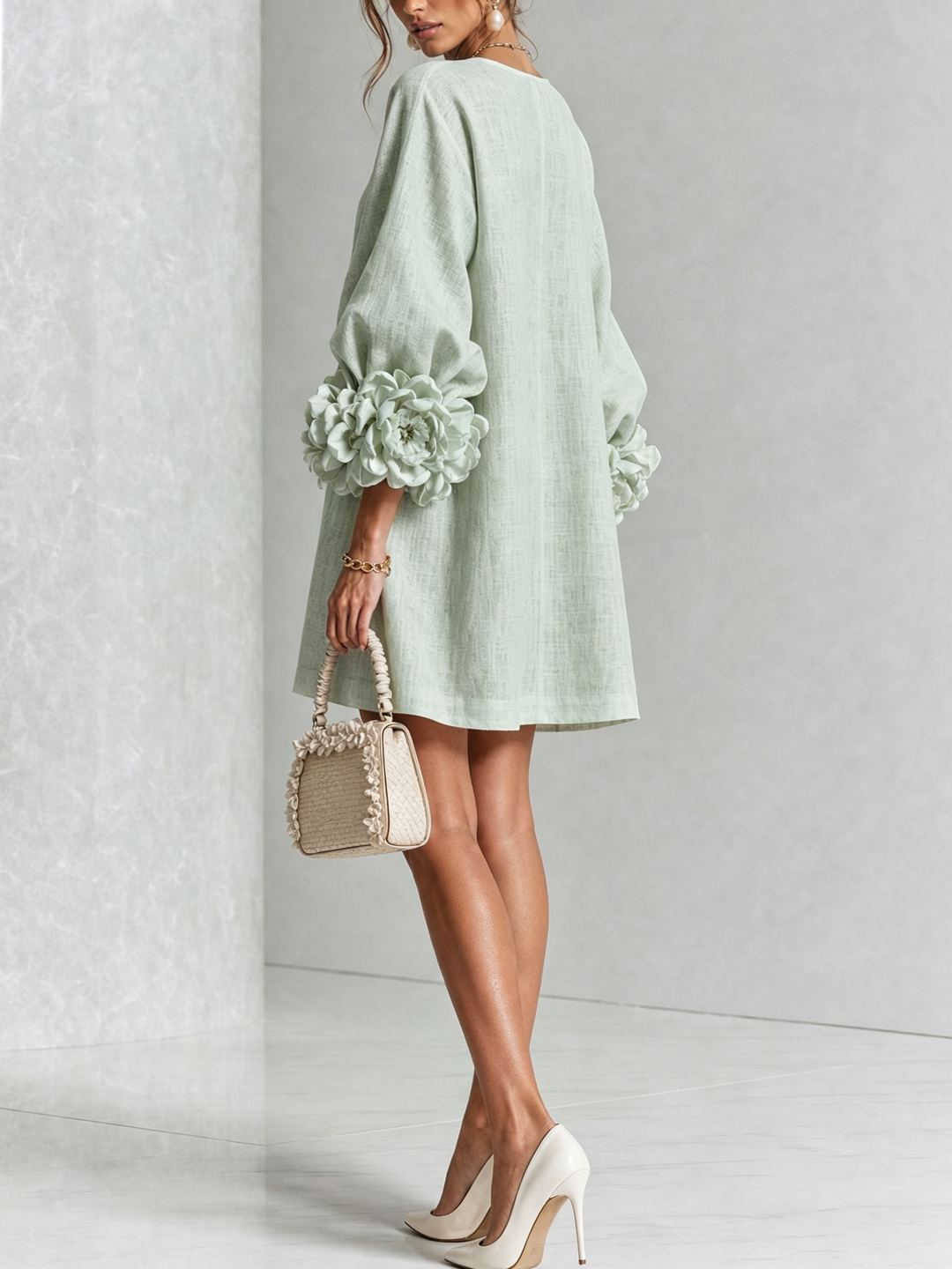 Floral Button-Down Mini Dress | Oversized Floral Cuffs