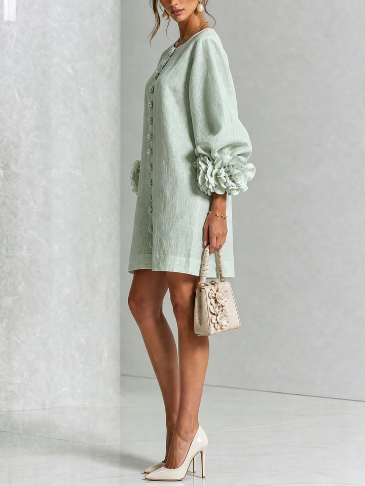 Floral Button-Down Mini Dress | Oversized Floral Cuffs