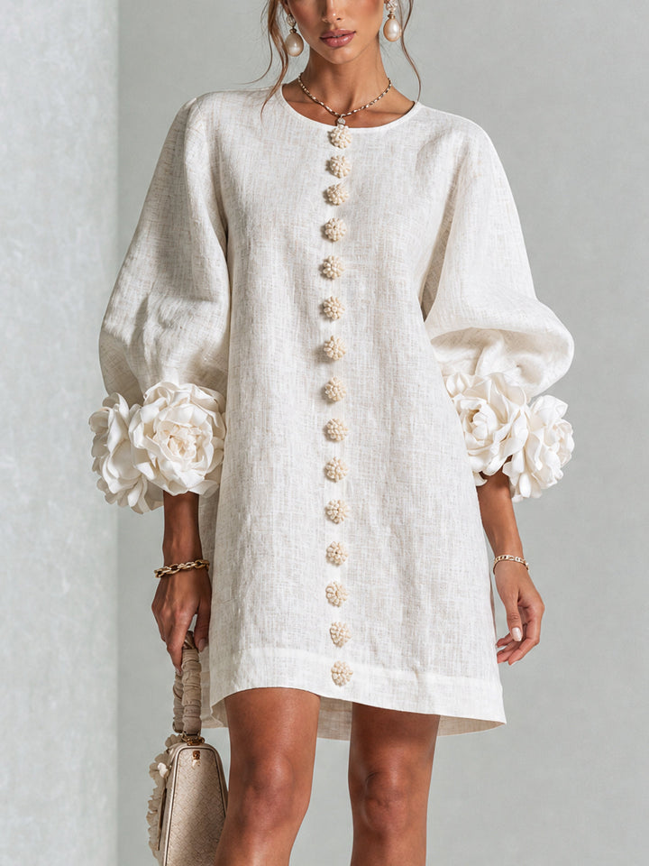 Floral Button-Down Mini Dress | Oversized Floral Cuffs
