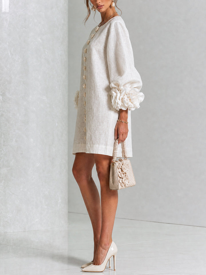 Floral Button-Down Mini Dress | Oversized Floral Cuffs
