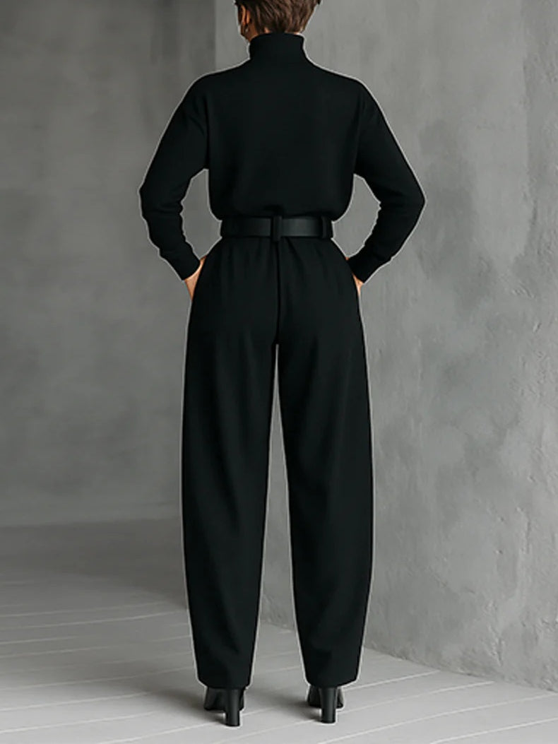 Noëlla | Ribbed Turtleneck Top and Straight Pant Set