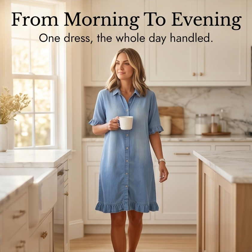 Aveline - Soft Shirt Dress with Ruffle Hem
