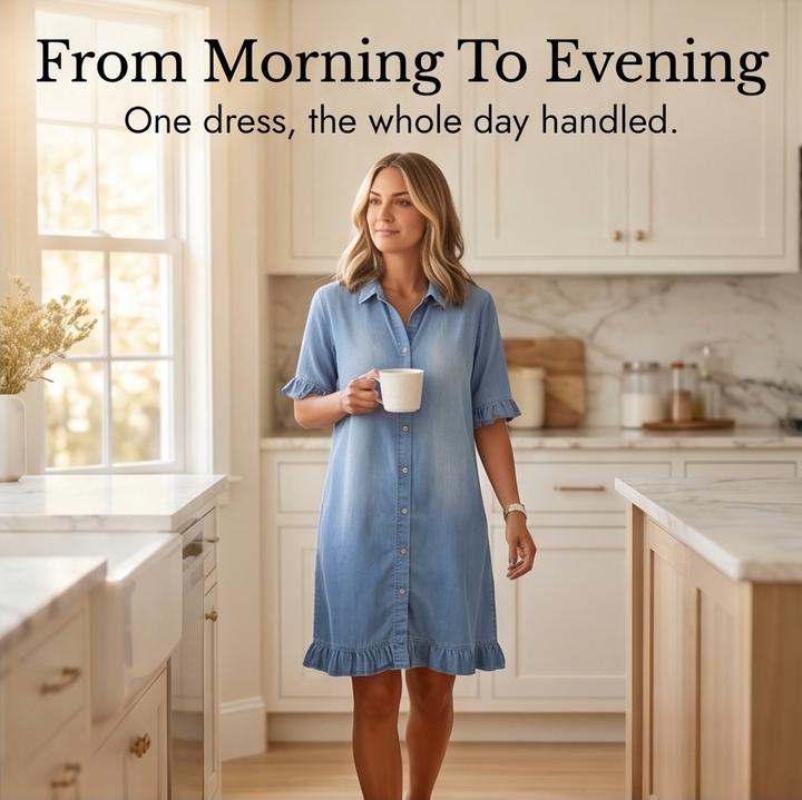 Aveline - Soft Shirt Dress with Ruffle Hem