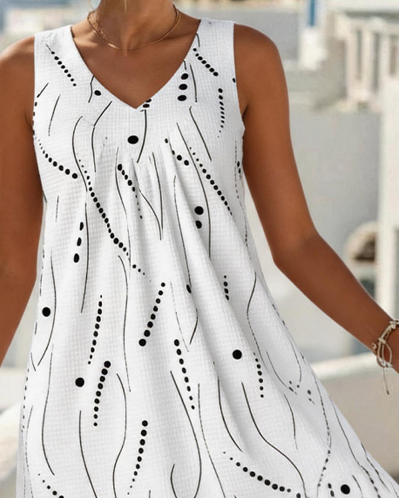 Rianne | Sleeveless V-Neck Print Dress