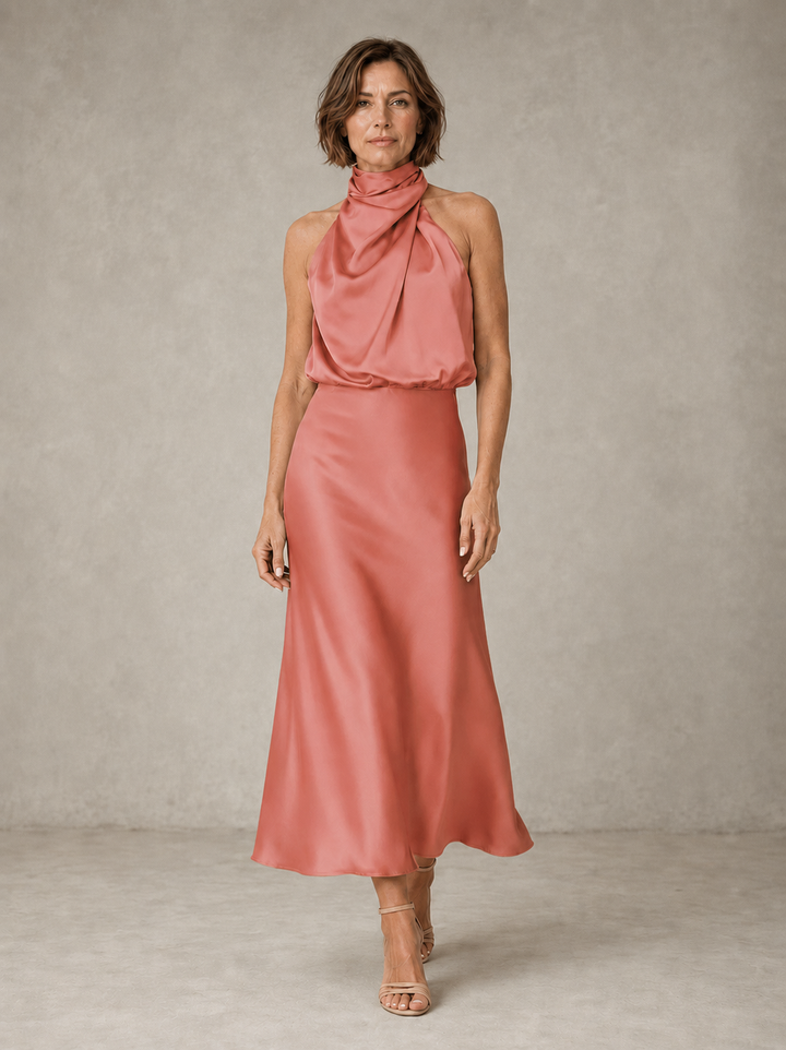 Harper | Halter Satin Evening Gown