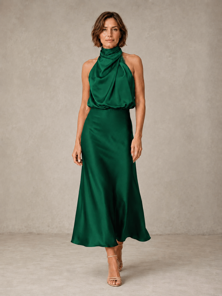 Harper | Halter Satin Evening Gown