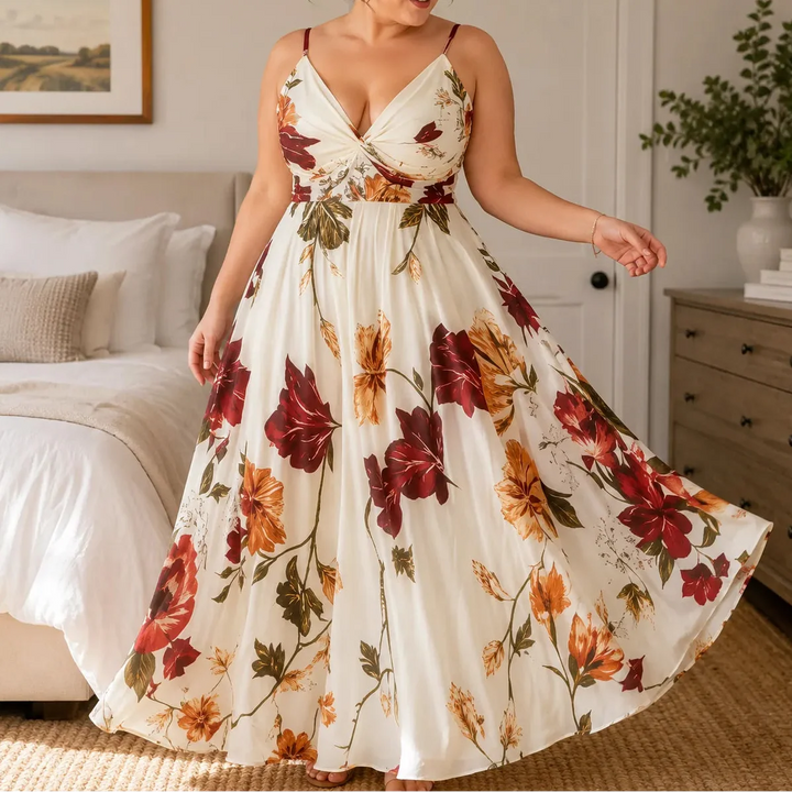 Florenza | Floral Maxi Dress with V-Neck