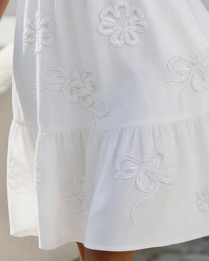 Blossom | Embroidered Ruffle Midi Dress