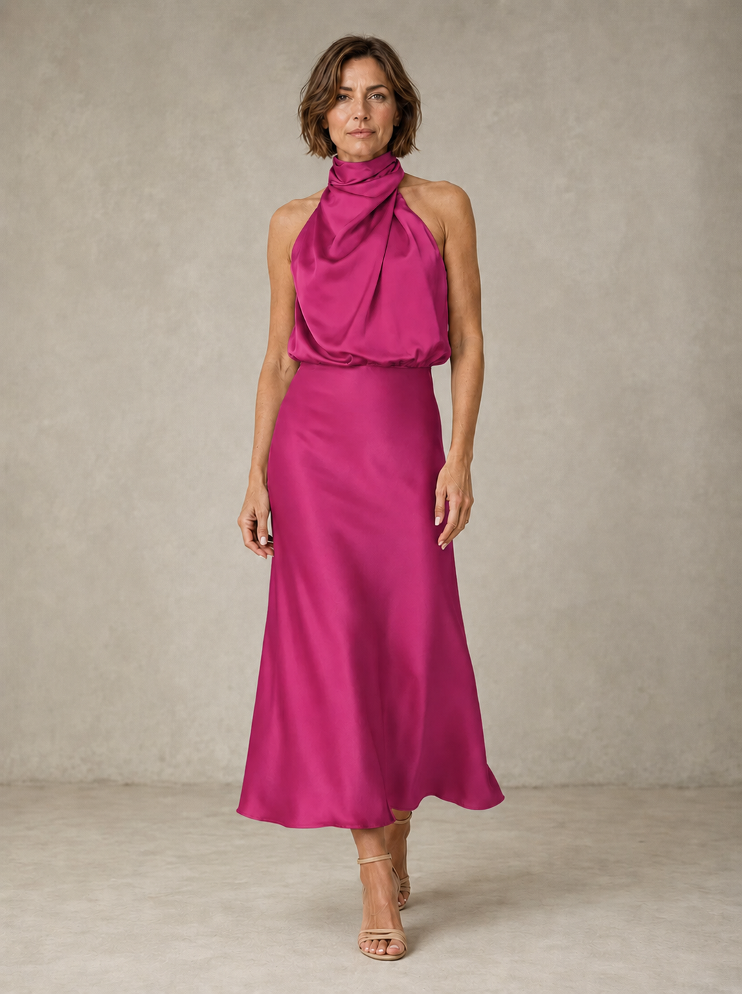 Harper | Halter Satin Evening Gown