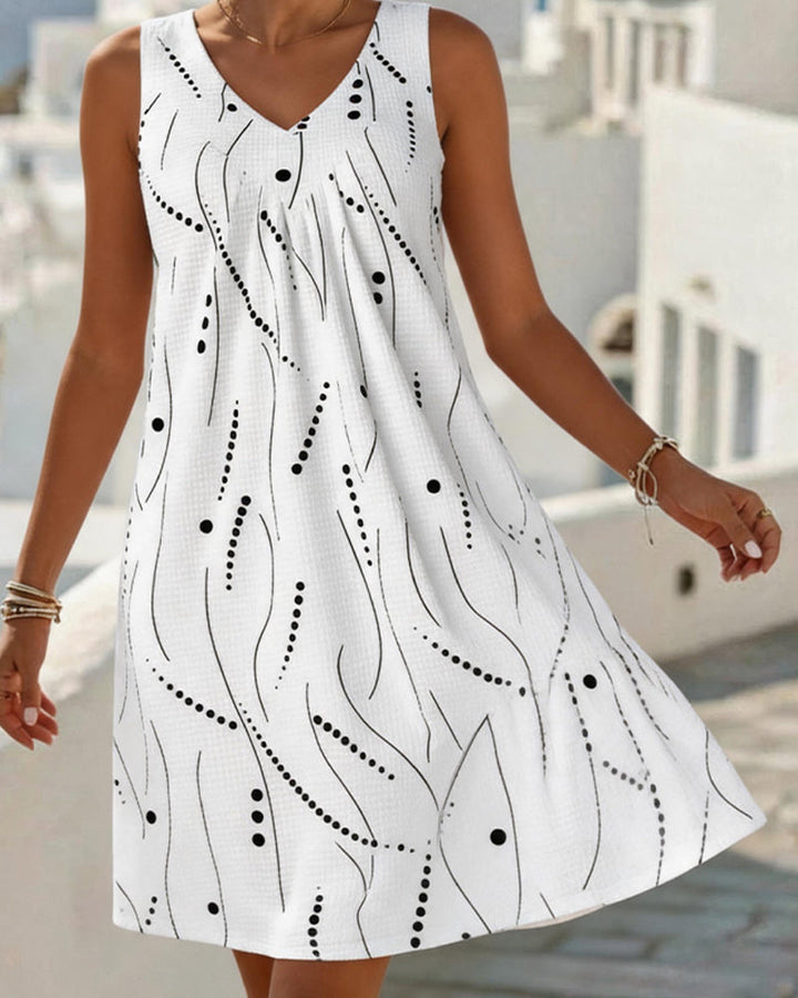 Rianne | Sleeveless V-Neck Print Dress