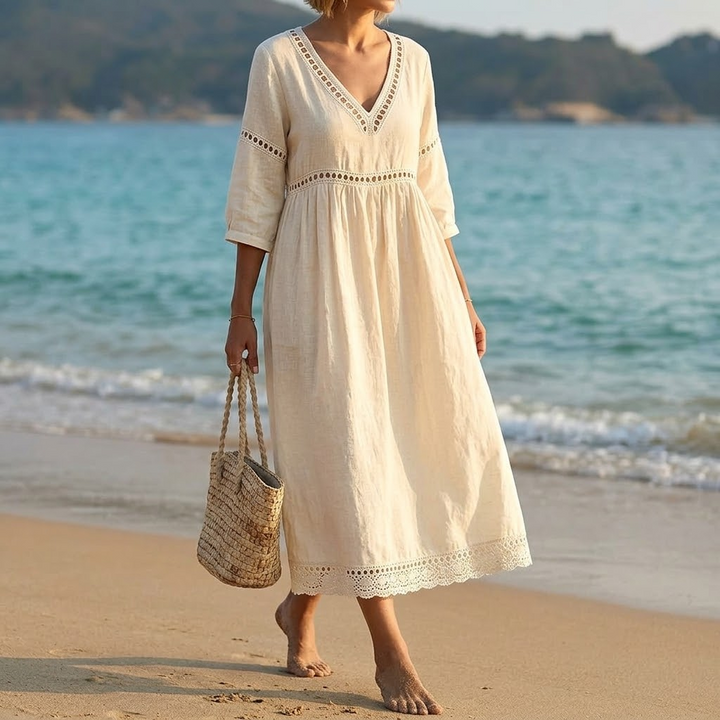 Solmera | Crochet-Trim Midi Dress
