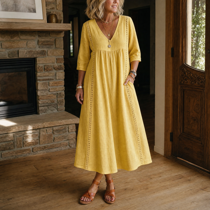 Virella – Relaxed Midi Dress with Pockets