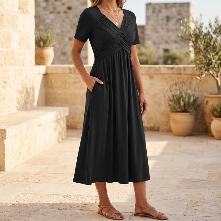 Veluna | Crossover Midi Dress