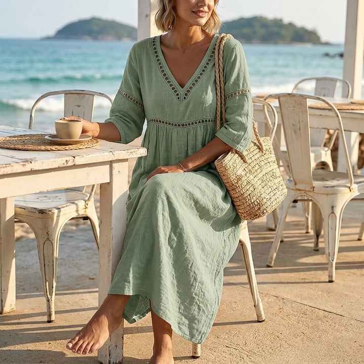 Solmera | Crochet-Trim Midi Dress