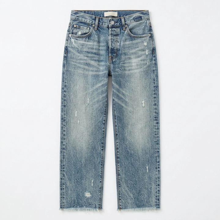 Vivara – Women's Retro Fringed Cropped Straight Leg Jeans