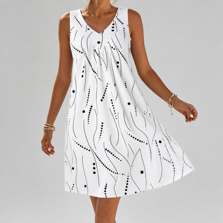 Rianne | Sleeveless V-Neck Print Dress