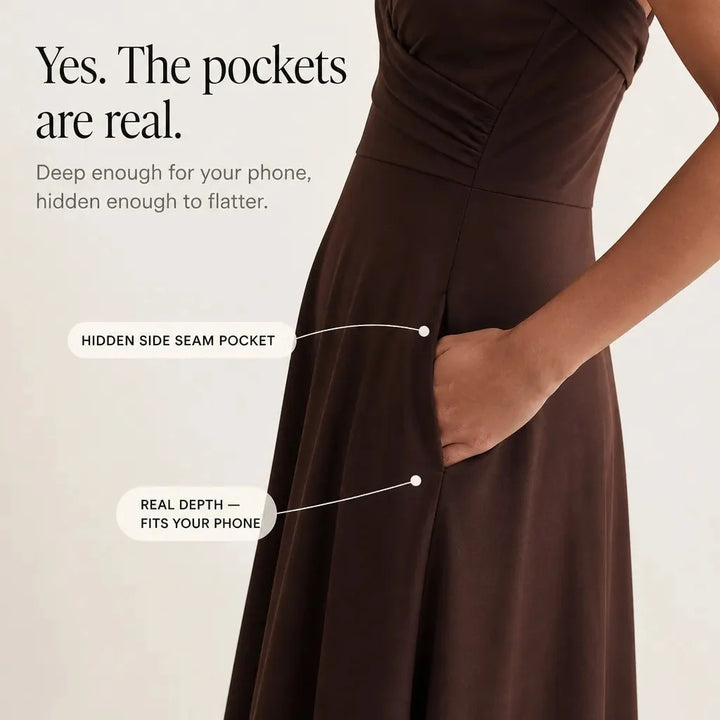 Vellora | Ruched Sweetheart Midi Dress