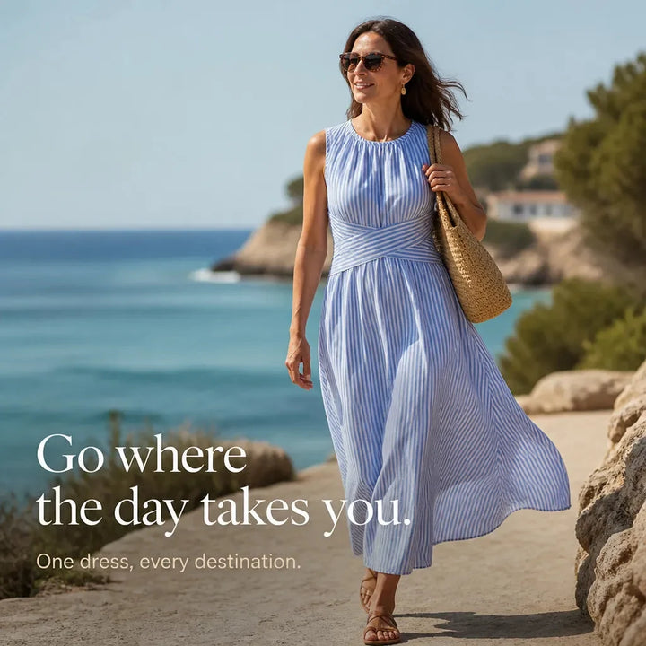 Marelle | Striped Wrap Maxi Dress