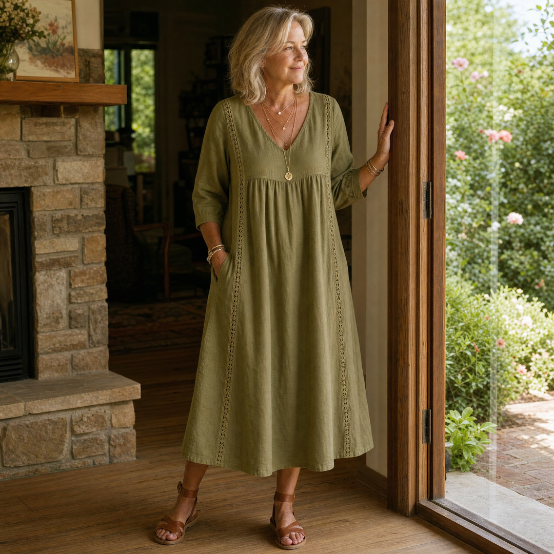 Virella – Relaxed Midi Dress with Pockets