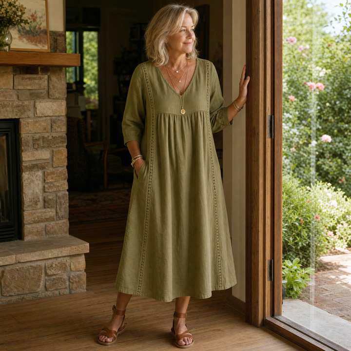 Virella – Relaxed Midi Dress with Pockets
