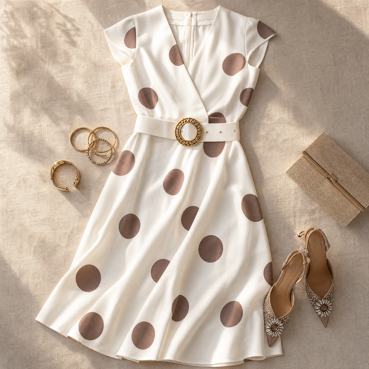 Marlowe – Belted Polka Dot Midi Dress