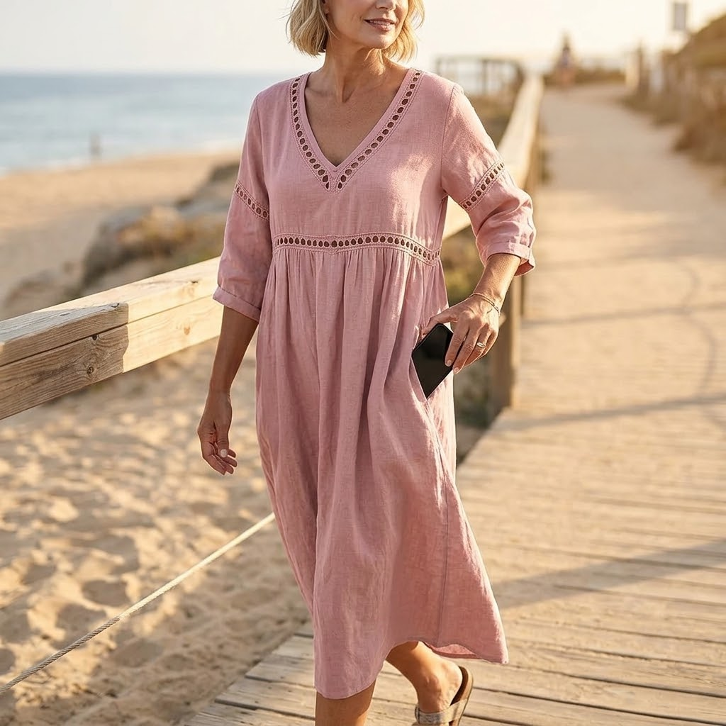 Solmera | Crochet-Trim Midi Dress