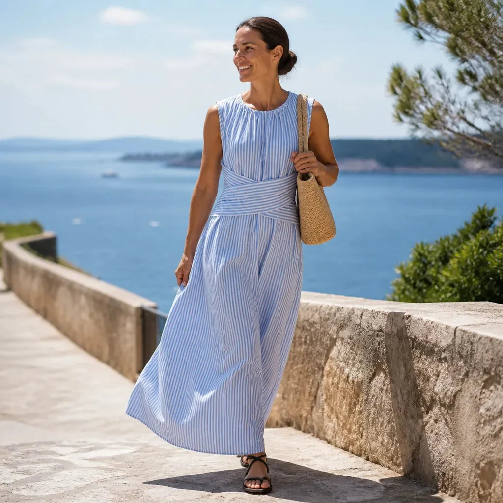 Marelle | Striped Wrap Maxi Dress