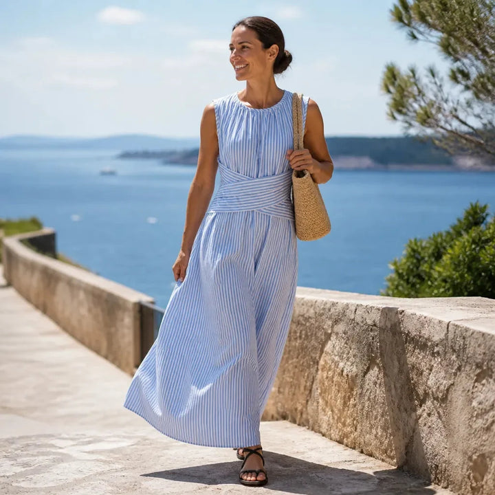 Marelle | Striped Wrap Maxi Dress