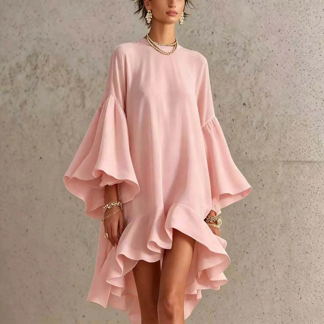 Carmen™ Flutter Sleeve Asymmetrical Dress