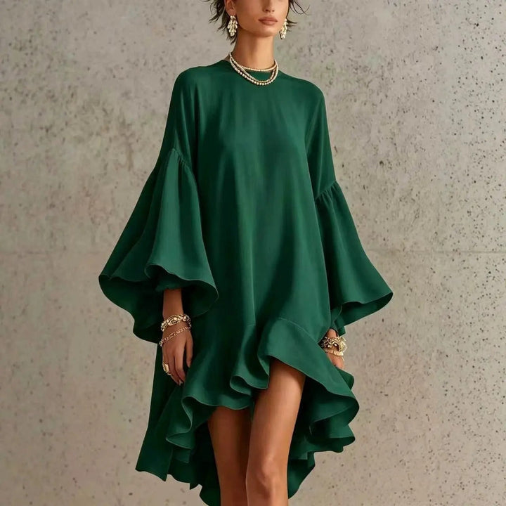 Carmen™ Flutter Sleeve Asymmetrical Dress