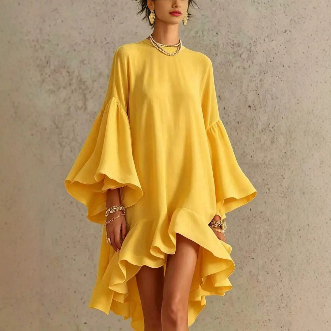 Carmen™ Flutter Sleeve Asymmetrical Dress