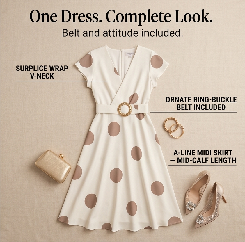 Marlowe – Belted Polka Dot Midi Dress