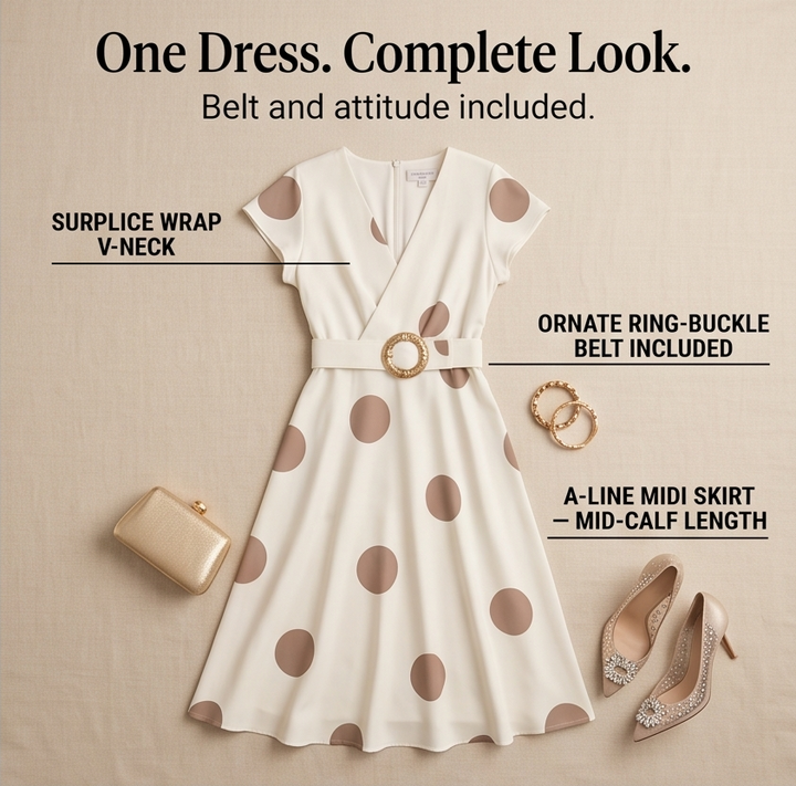 Marlowe – Belted Polka Dot Midi Dress
