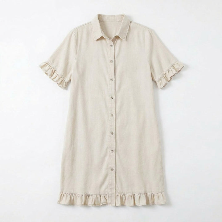 Aveline - Soft Shirt Dress with Ruffle Hem