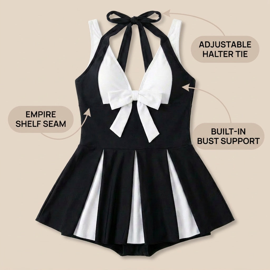 Soliera – Plus-Size Halter Swimdress with Boy Shorts