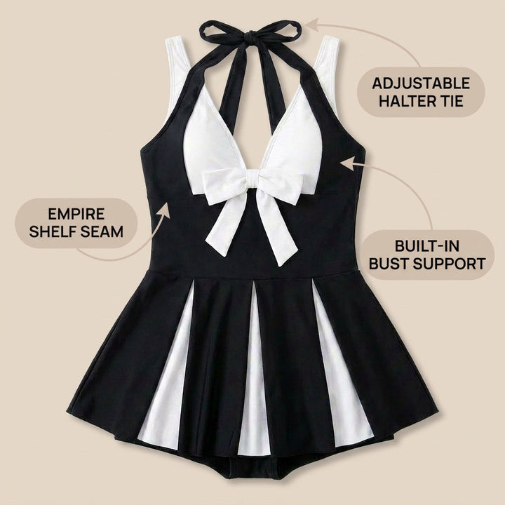 Soliera – Plus-Size Halter Swimdress with Boy Shorts