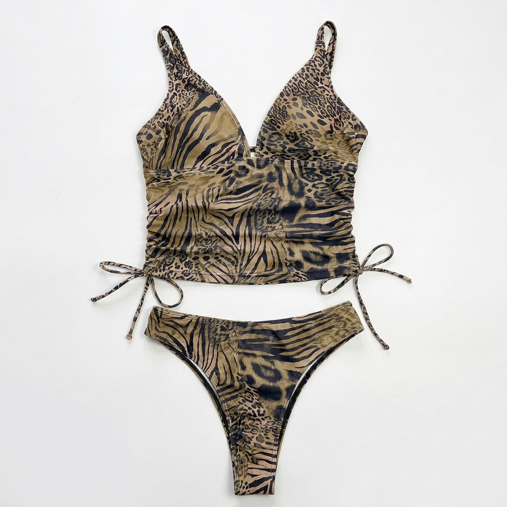 Lunavia | Lined Leopard Plunge Bikini Set