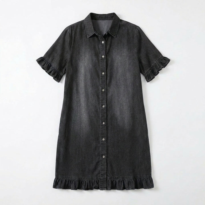 Aveline - Soft Shirt Dress with Ruffle Hem