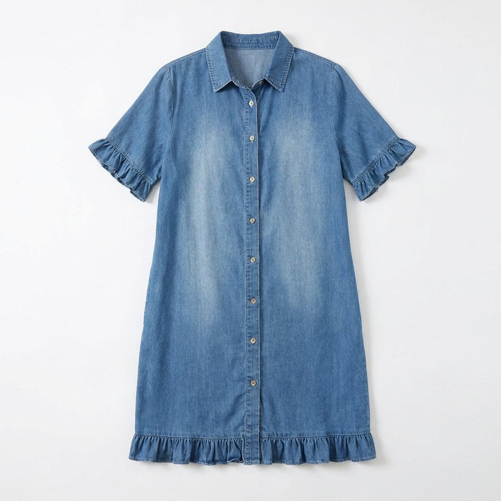Aveline - Soft Shirt Dress with Ruffle Hem