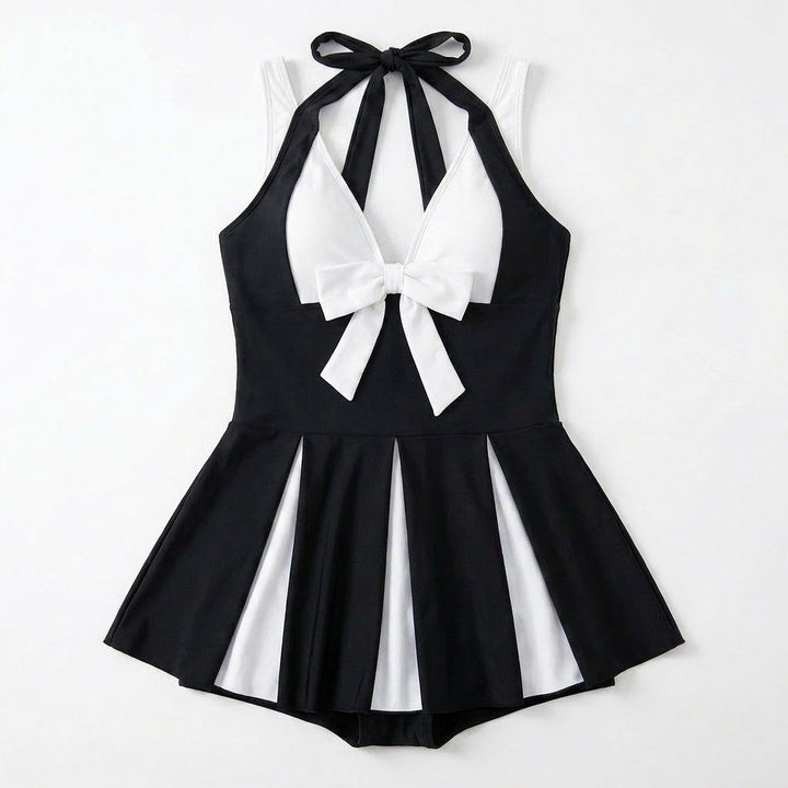Soliera – Plus-Size Halter Swimdress with Boy Shorts