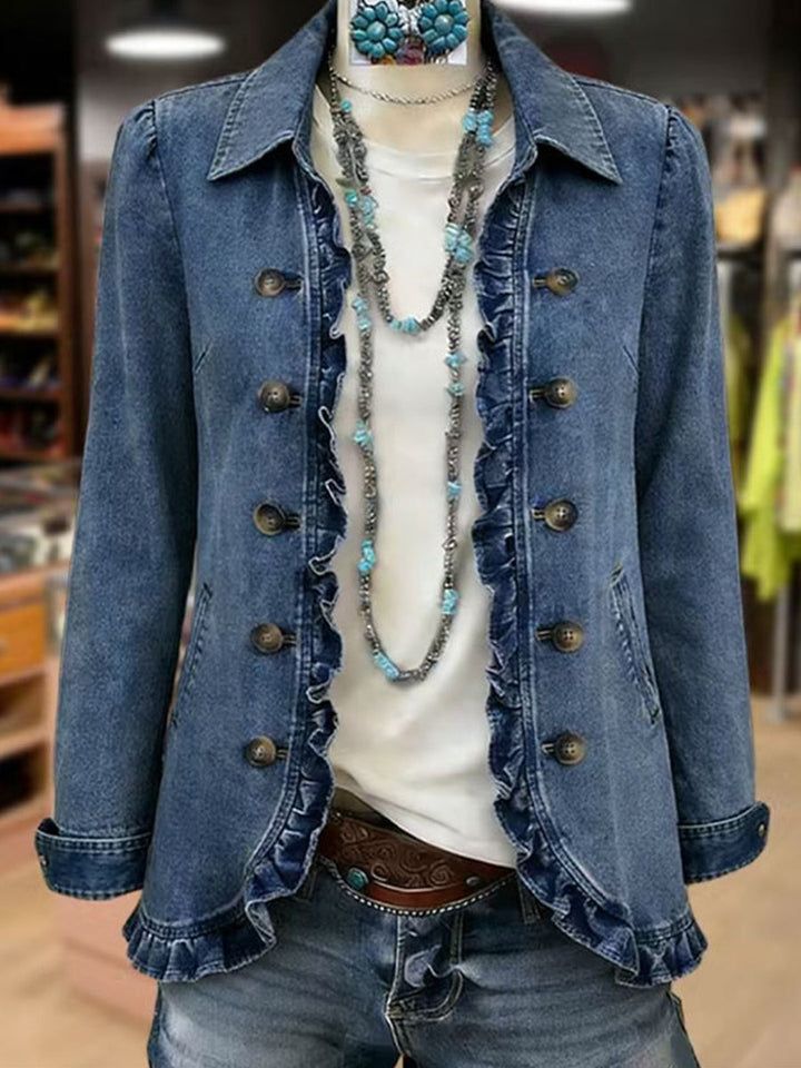 Frédérique | Medium Blue Jacket with Ruffles