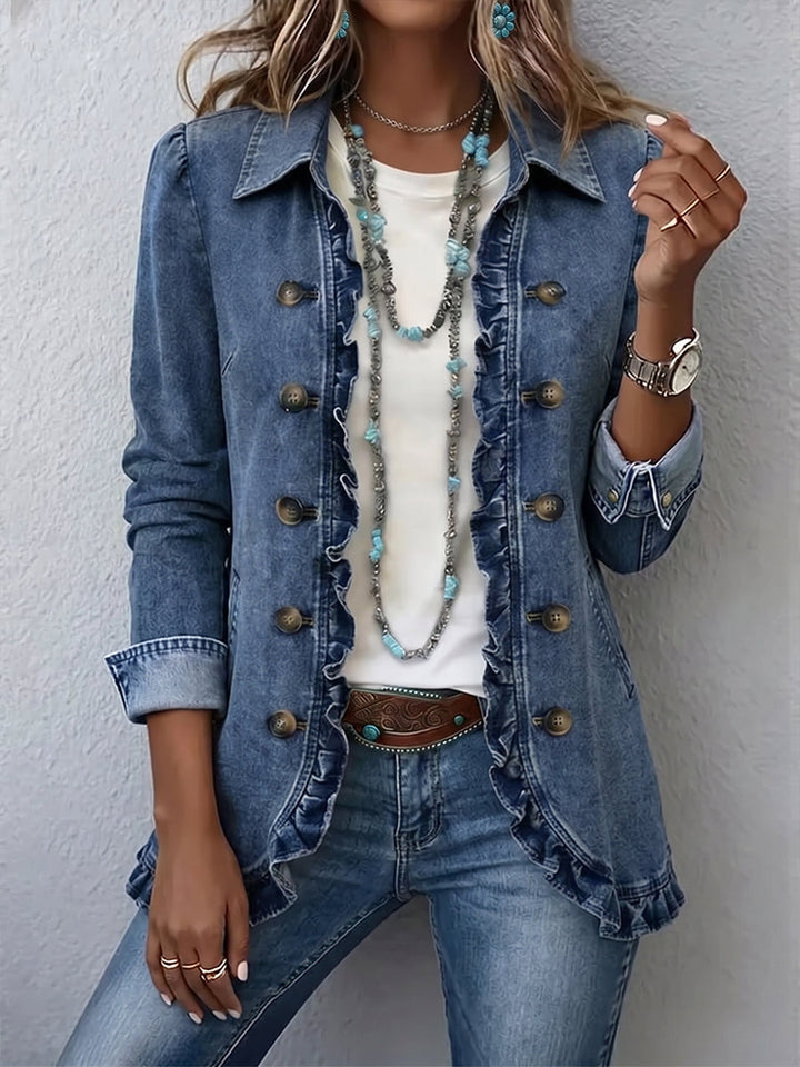 Frédérique | Medium Blue Jacket with Ruffles
