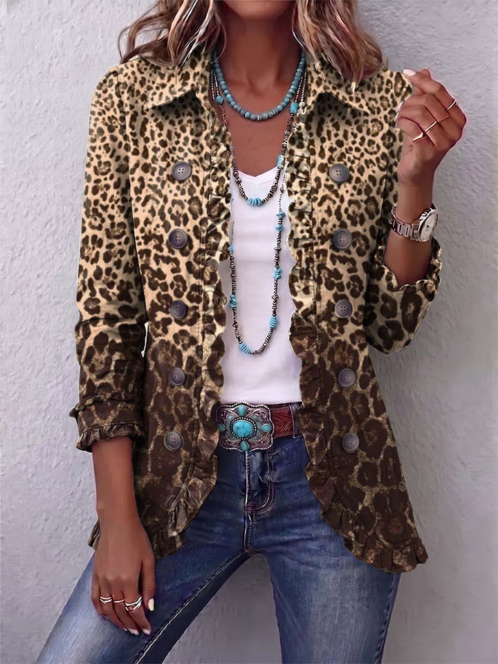 Ombeline | Multicolor Leopard Jacket with Ruffles