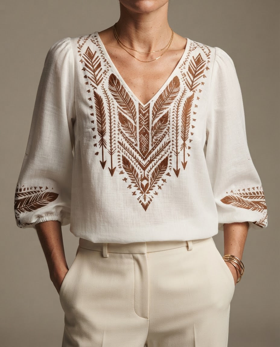 Sienna | Puff-Sleeve V-Neck Blouse