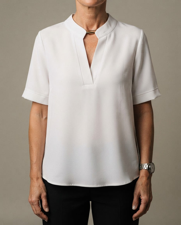 Margaux | V-Neck Blouse with Gold Detail
