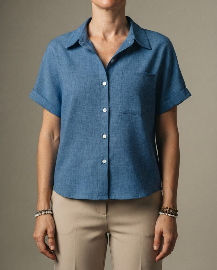 Zandra | Short Sleeve Button Blouse