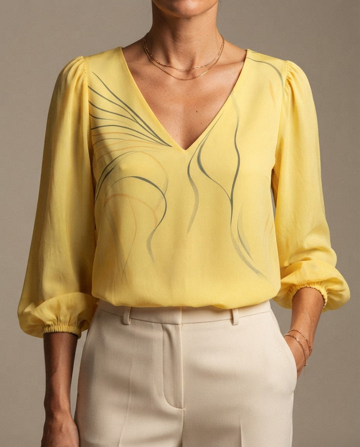 Zoey | Printed Puff-Sleeve Blouse