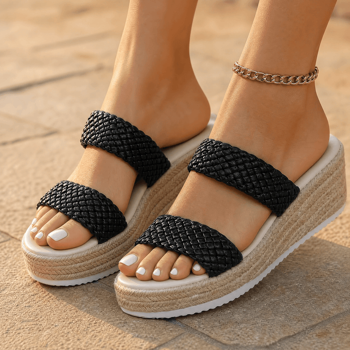 Solara | Braided Platform Wedge Slides